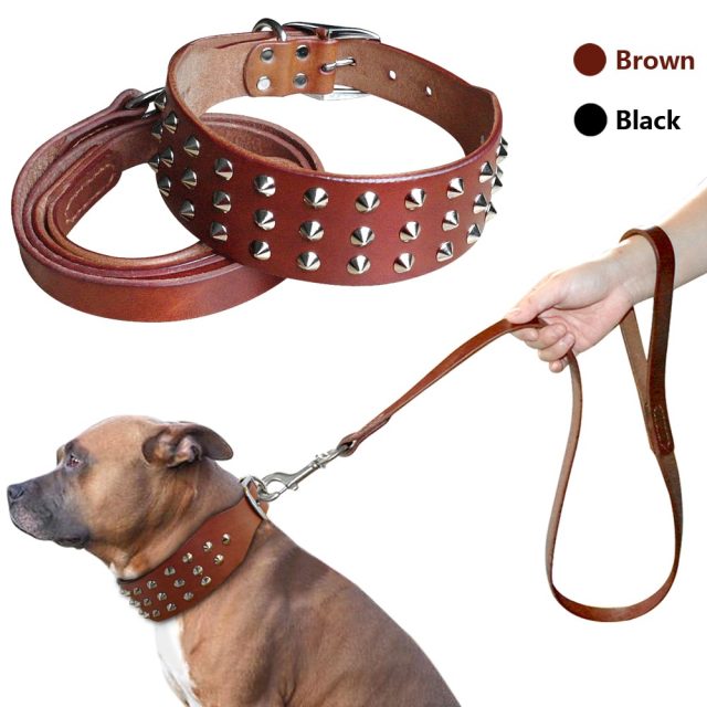 Cool Studded Genuine Leather Dog Collars