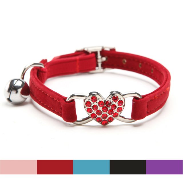Cats Collar with Bell and Heart-Shaped Decoration