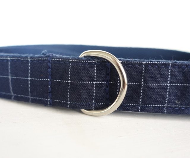Blue Plaid Dog Collar and Leash Set